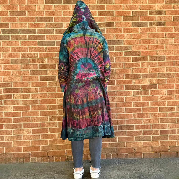 Long Tie Dye Button-Up Hoodie