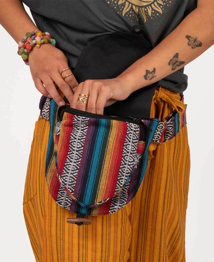 Three Little Mushrooms Colorful Hip Bag