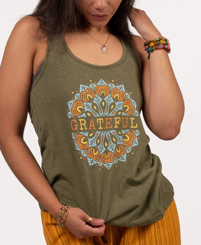 Grateful Blossom Mandala Racerback Tank