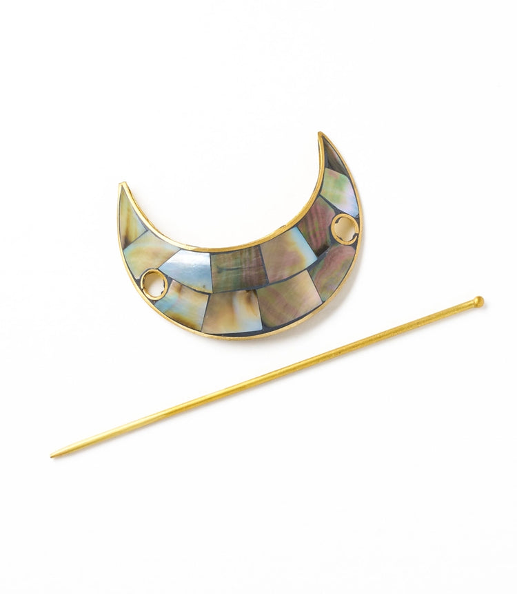 Mother of Pearl Crescent Moon Barrette