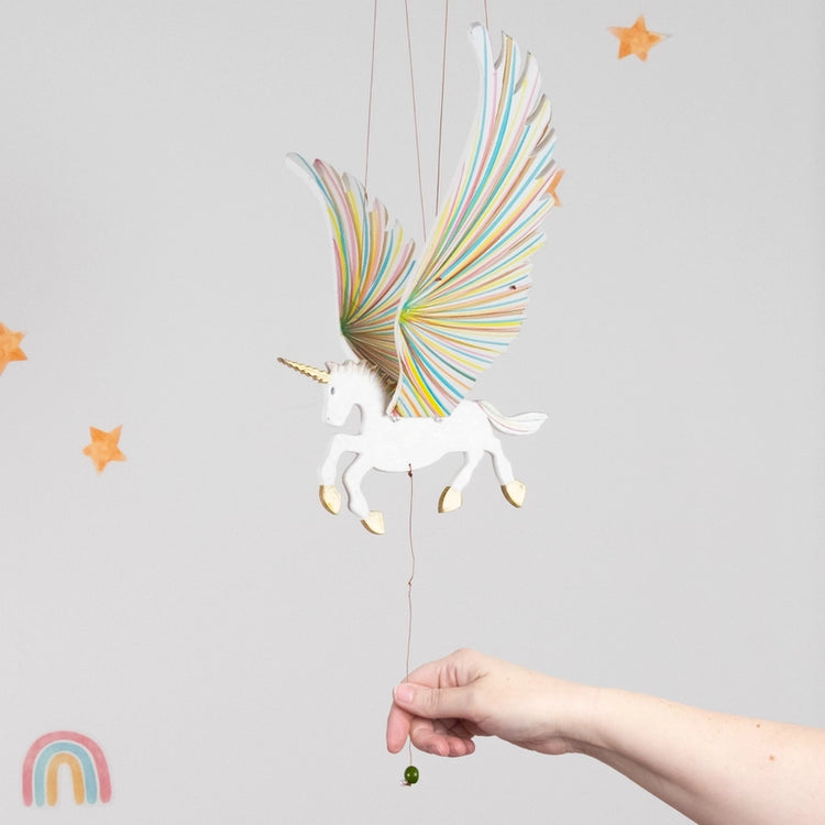 Golden Unicorn Flying Mobile