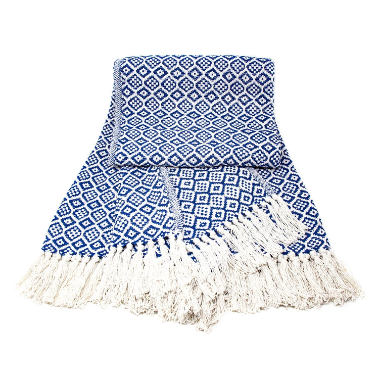 Recycled Cotton Navy Throw Blanket