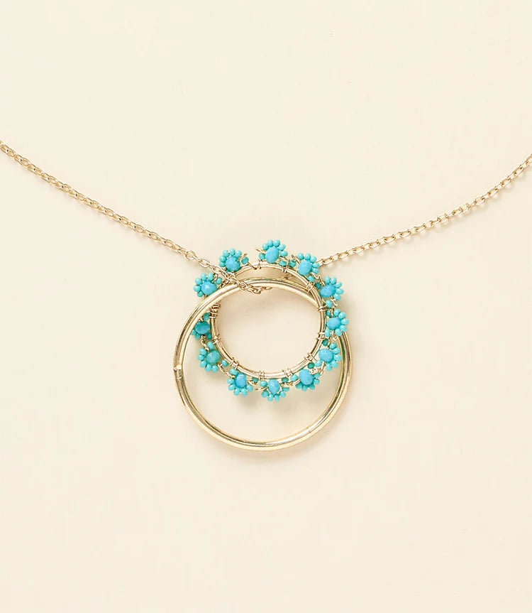 Jatasya Beaded Hoop Pendant Necklace