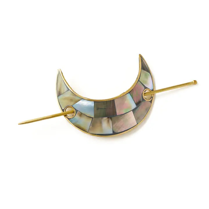 Mother of Pearl Crescent Moon Barrette