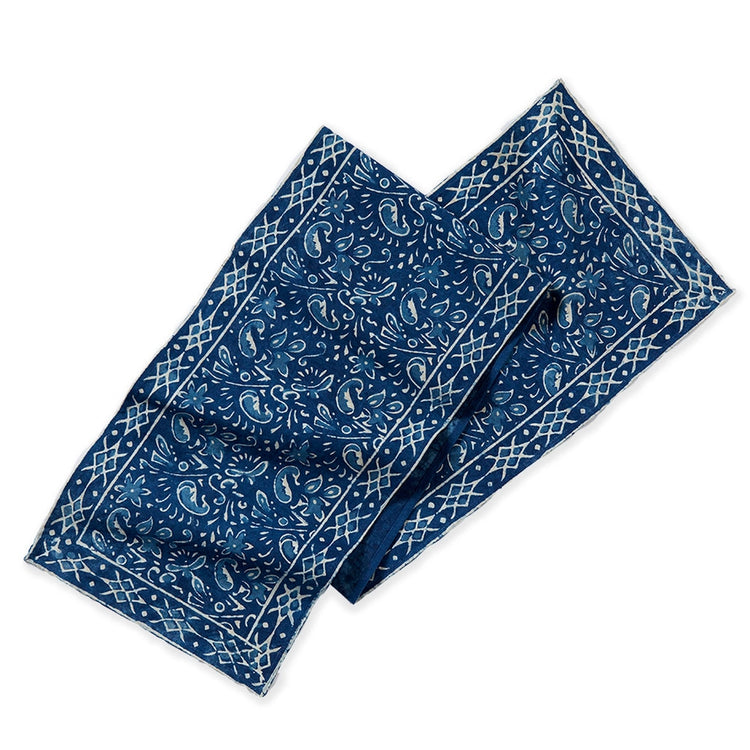 Indigo Paisley Block Print Cotton Table Runner