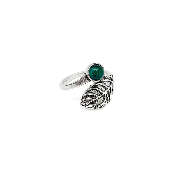 Tanvi Malachite Leaf Wrap Ring