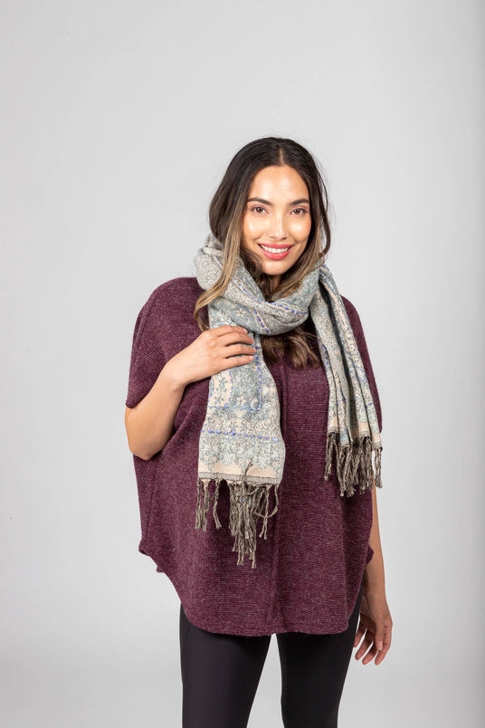 Embroidered Paisley Varanasi Shawl