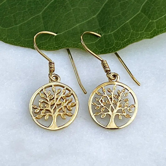 Brass Tree of Life Earrings