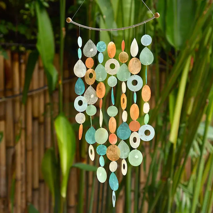 Tropical Flowers Inverted Arch Capiz Chime