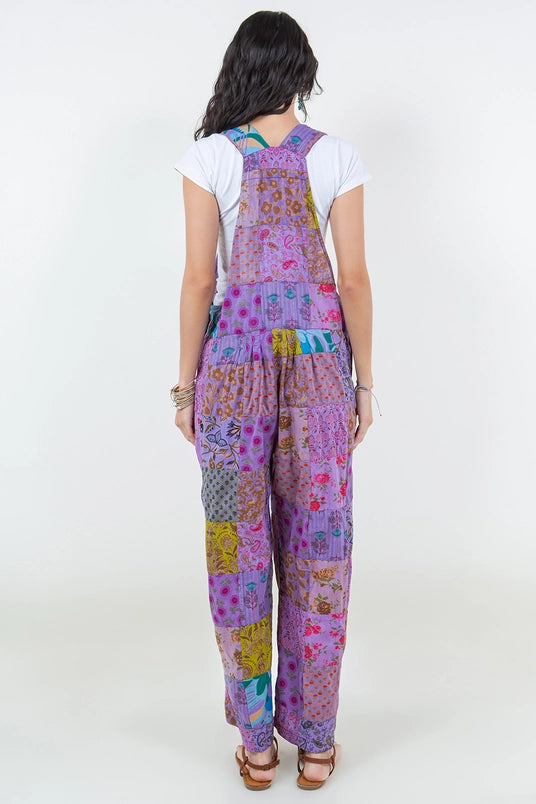 Printed Cotton Patchwork Overalls