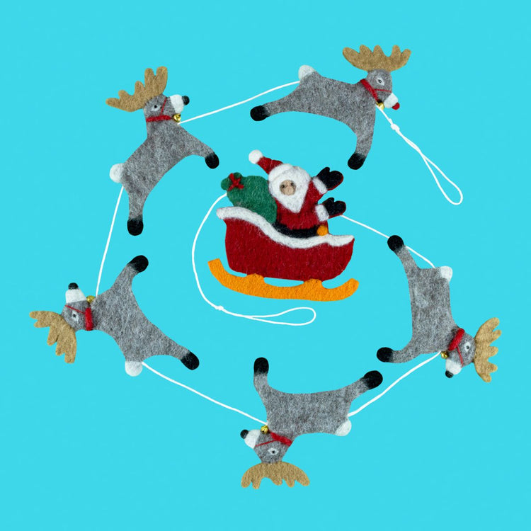 Felt Santa and Reindeer Garland