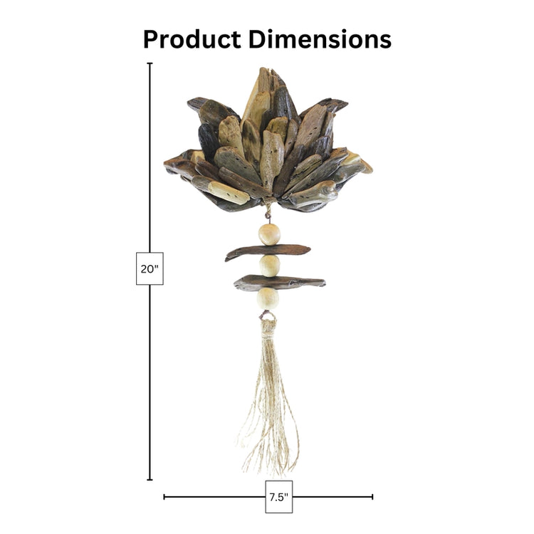 Hanging Driftwood Lotus Wall Decor