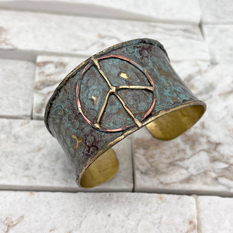 Rustic Blue Peace Sign Cuff