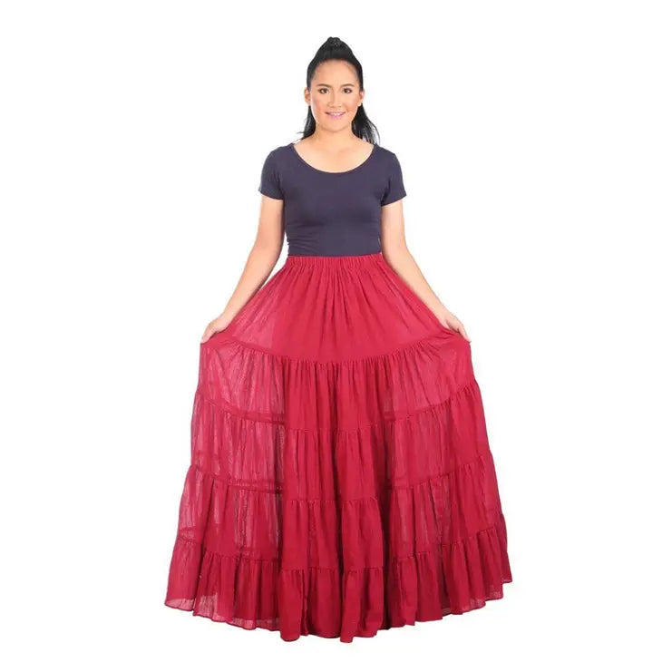 Solid Cotton Peasant Skirt