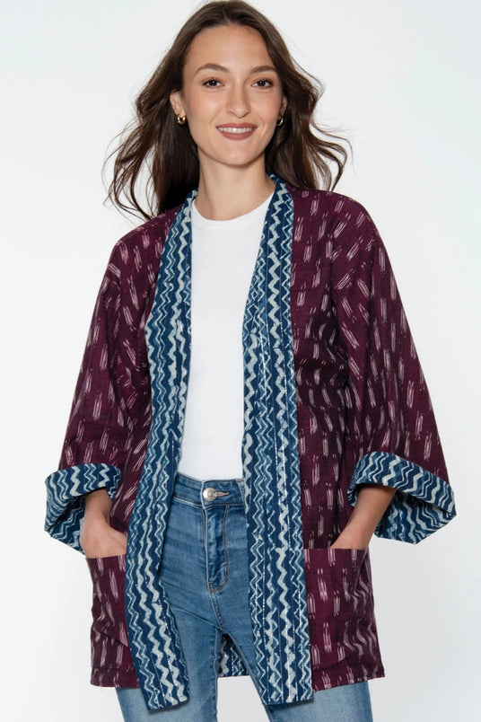 Reversible Ikat Handloomed Kimono