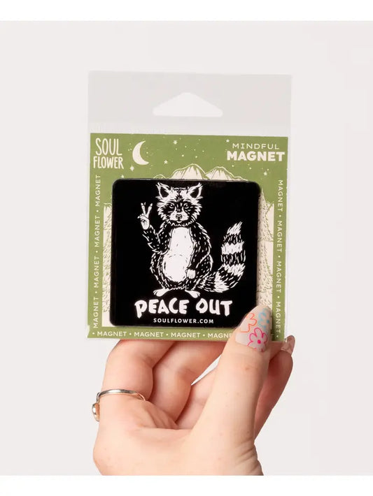 Peace Out Racoon Magnet