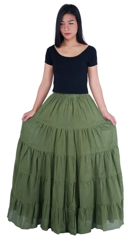Solid Cotton Peasant Skirt