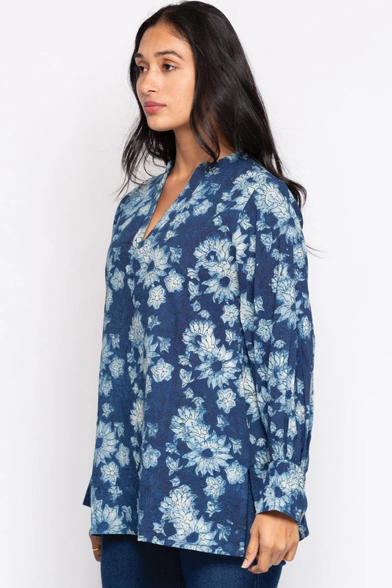 Indigo Floral Block Print Tunic