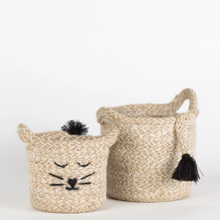 Cat Face Jute Basket