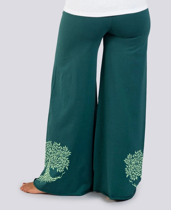 Organic Roll-Top Tree of Life Flowy Pants