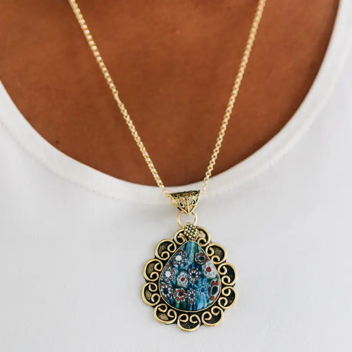 Anya Brass Teardrop Pendant Necklace