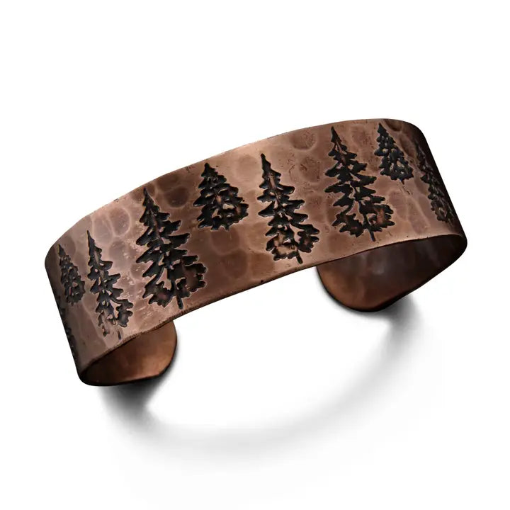 Trees Copper Engraved Cuff Bracelet