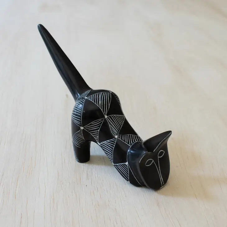 Etched Black Bookshelf Cat