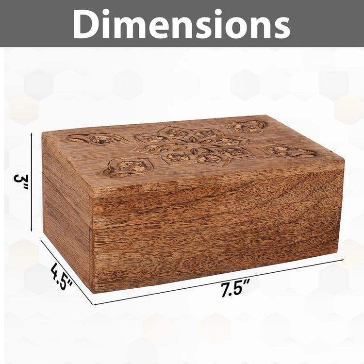 Serena Carved Mango Wood Keepsake Box