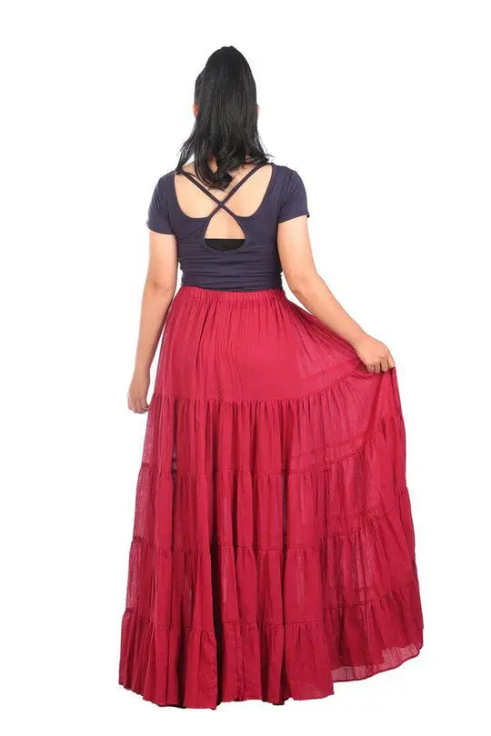 Colorful Full-Length Cotton Skirt