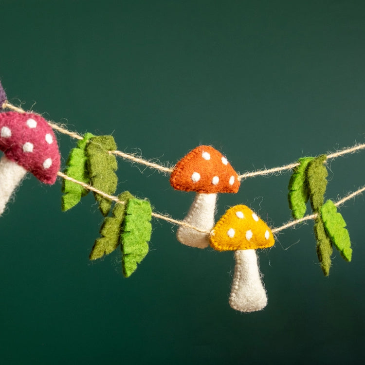 Felted Mushroom Garland