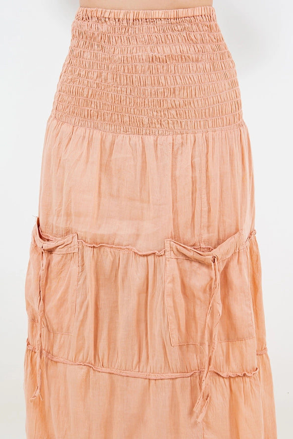 Cotton Tiered Pocket Skirt