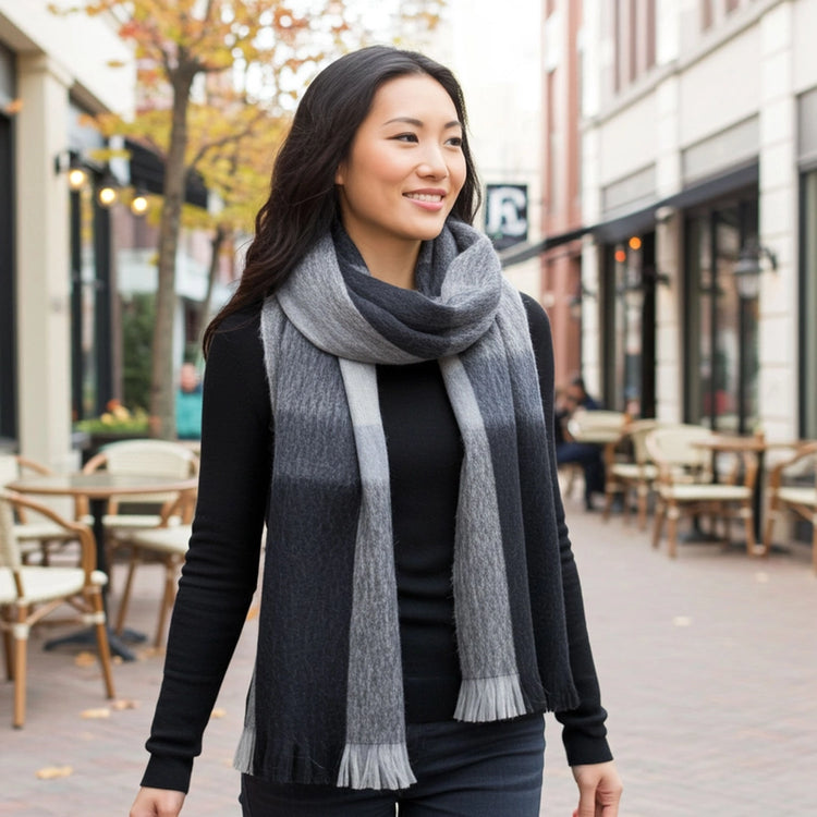 Steel Alpaca Plaid Scarf