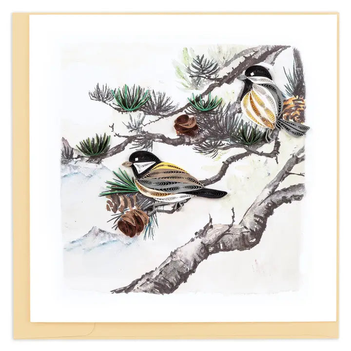 Pine Needles and Birds Quilling Card