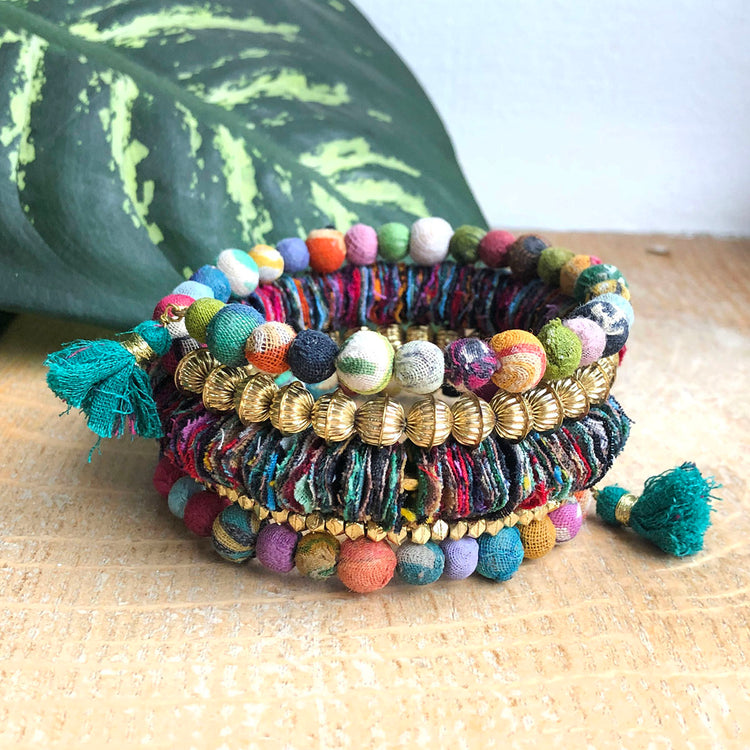 Fractal Kantha Spiral Bracelet