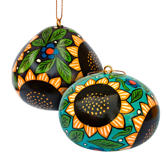 Sunflower Painted Gourd Ornament