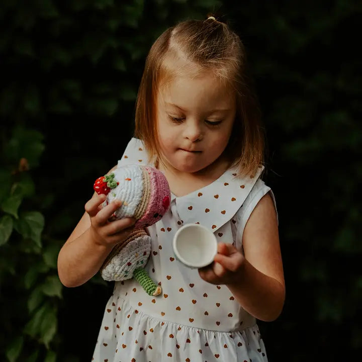Strawberry Cupcake Knit Rattle