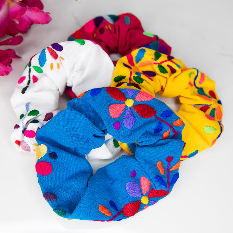 Flower Embroidered Scrunchies