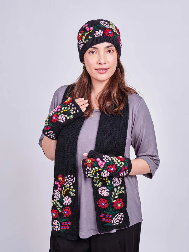 Embroidered Floral Knitted Hand Warmers