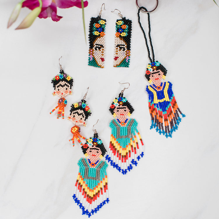 Dancing Frida Beaded Earrings