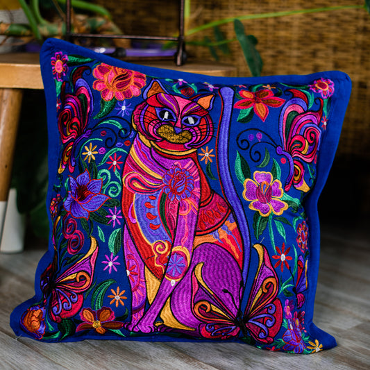 Cat Embroidered Pillowcase