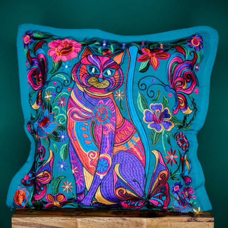 Cat Embroidered Pillowcase