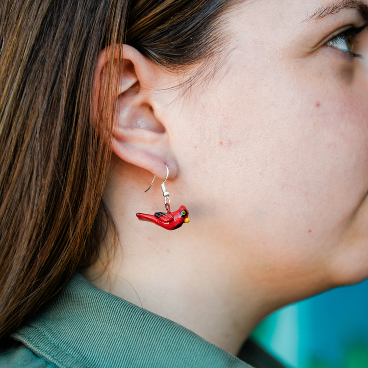 Cardinal Ceramic Earrings