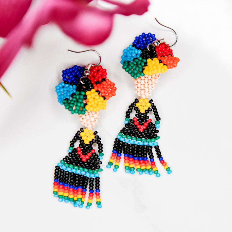 Dancing Catrina Beaded Earrings