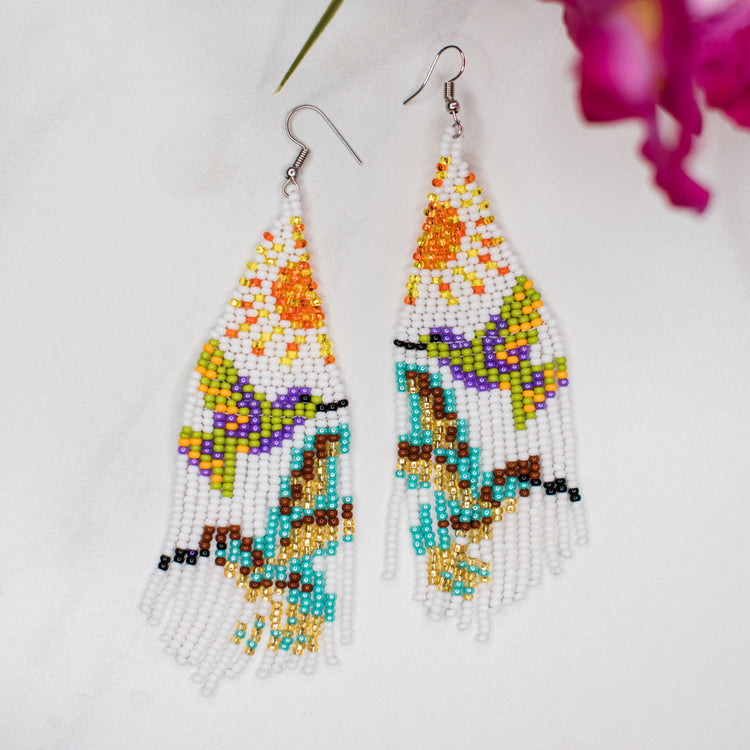 Hummingbird in Flight Fringe Earrings