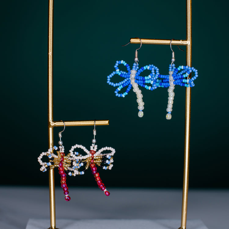 Guatemalan Dragonfly Beaded Earrings