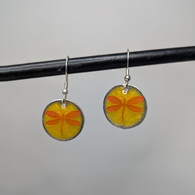 Colorful Pewter Dragonfly Earrings