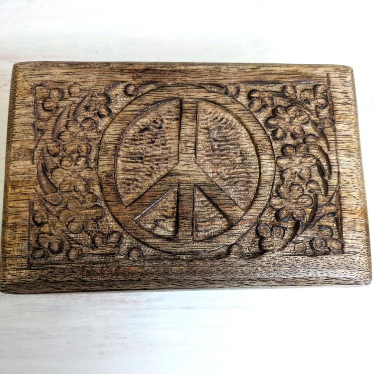 Tranquility Wooden Peace Sign Chest