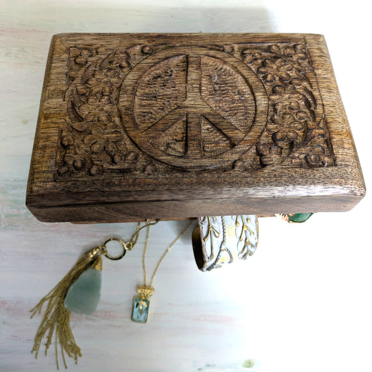 Tranquility Wooden Peace Sign Chest