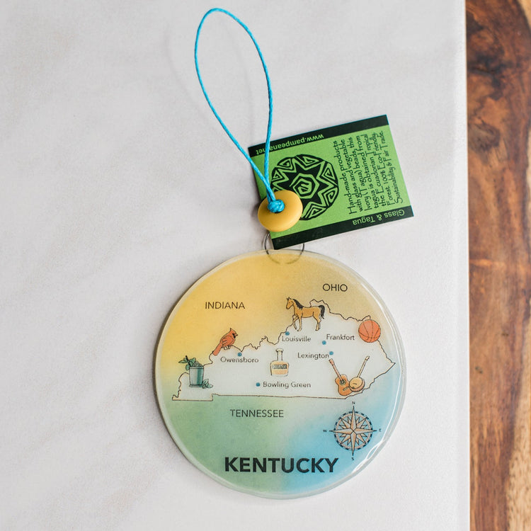 Kentucky Map Glass Ornament