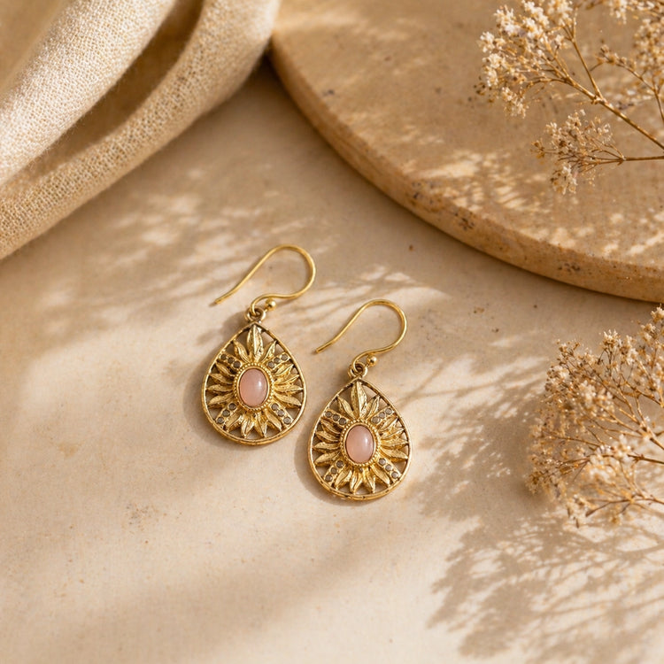 Tanvi Rose Quartz Earrings